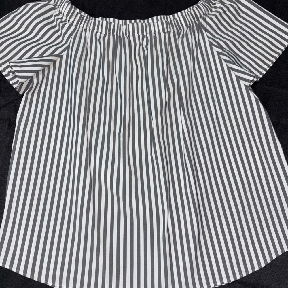 Vince Camuto Black and White Striped Off-Shoulder Blouse